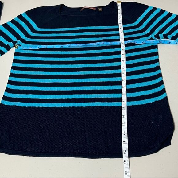 525 America Rayon Long Sleeve Stripes Mesh Knitted Top - Picture 6 of 8